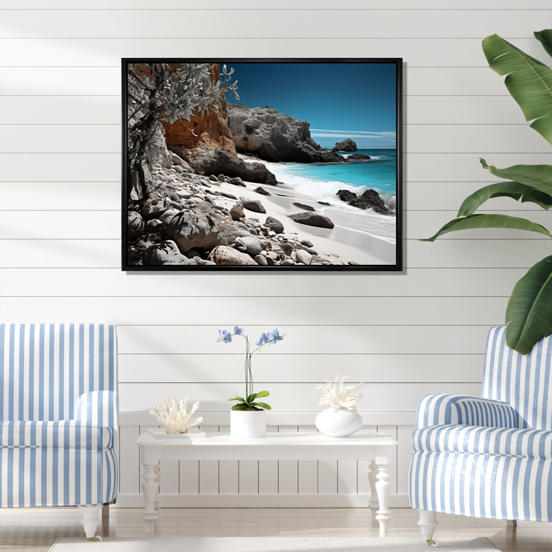 Alyas Beach Contrast Black III sur toile, H 30 po x l 40 po, Cadre flottant noir