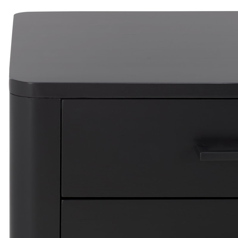 Abbiava 3 Drawer Wood Nightstand, Black