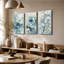 3 panneaux muraux, pivoines de lotus bleues, impression sur toile-244766751