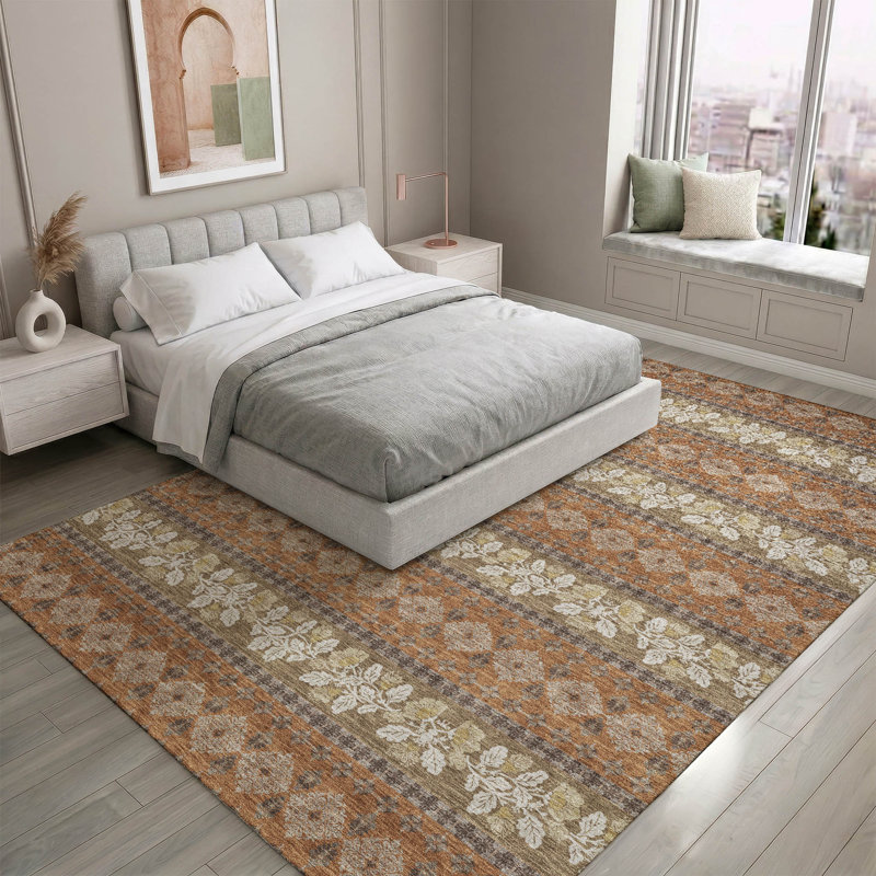 Tapis de qualité supérieure lavable à la machine Mayfield AMF2465, Terra Cotta, 5 pi x 7 pi 6 po