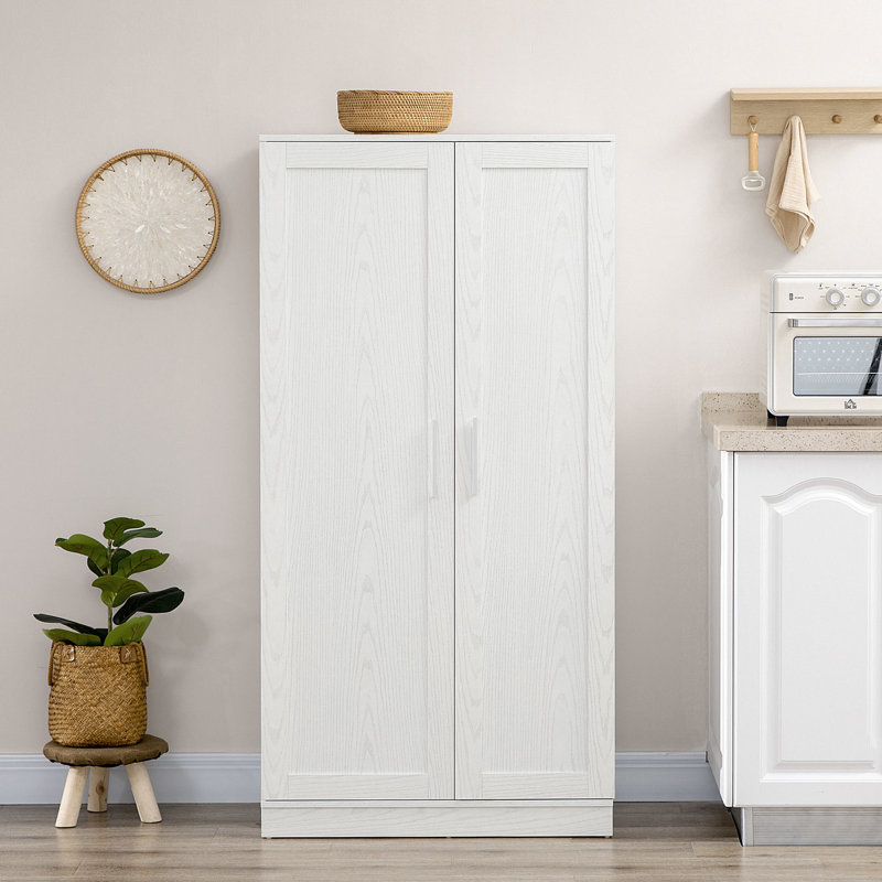 Armoire de cuisine 63 po, 14 portes, 2 portes, 2 tablettes réglables, blanc, qui rehausse le rangement de la salle à manger