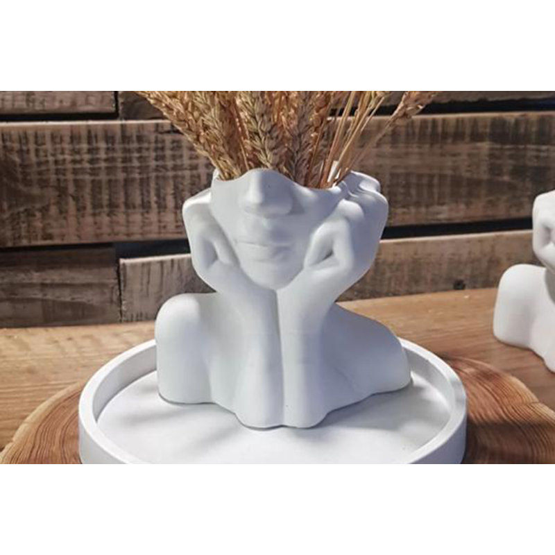 Comolli Ceramic Table Vase, White, 19cm H x 16cm W x 11cm D