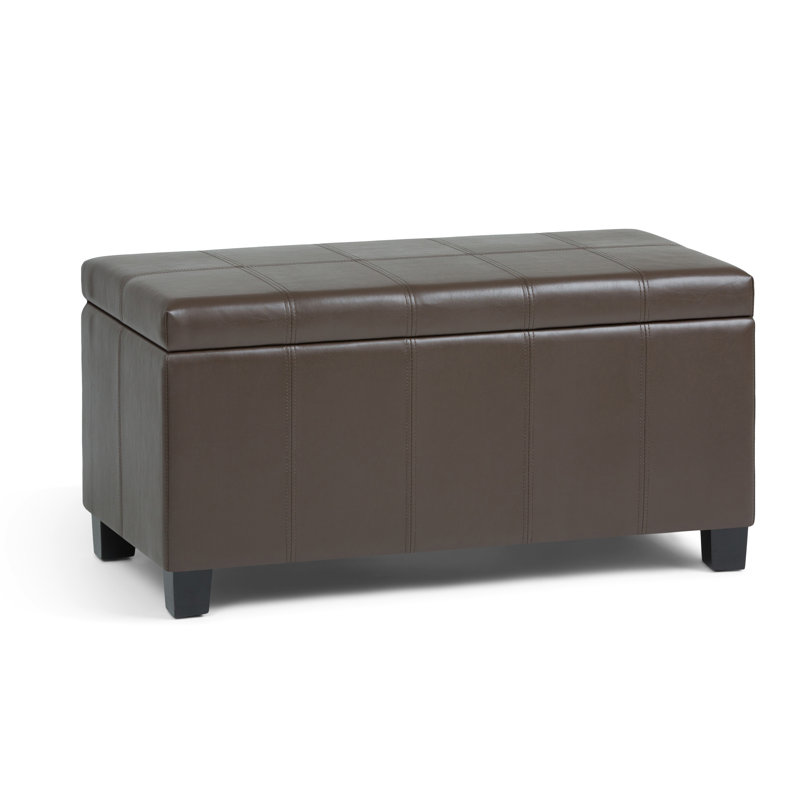 Repose-pieds rectangulaire avec rangement relevable Dover, Similicuir brun chocolat