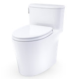 TOTO Aurora 1G One-Piece Elongated 1.0 GPF WASHLET+ and Auto Flush Ready Universal Height Toilet with Right-Hand Trip Lever, CEFIONTECT and SS124 SoftClose Seat, Cotton White - MS686124CUFRG#01
