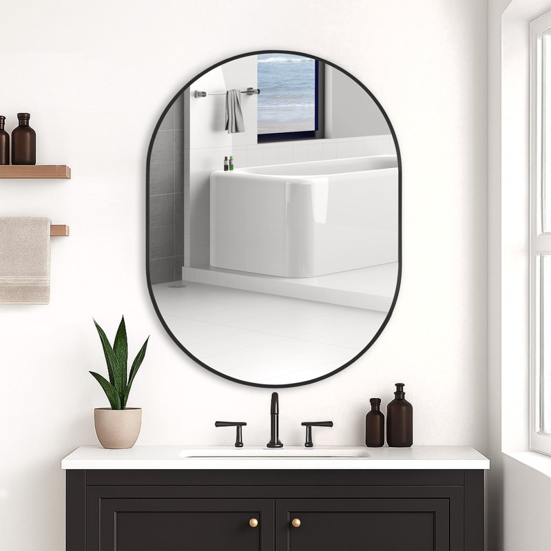 Miroir mural ovale en métal, 48 po x 36 po