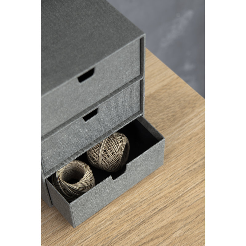 Ingrid 9.9" Grey Fiberboard Stackable Desk Organizer