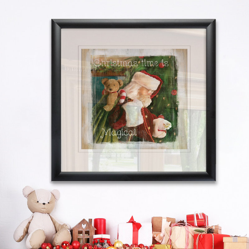 «Time for Santa», peinture, H 26,5 po x l 26,5 po x P 1,5 po, Blanc / aubergine / banane / brun clair / rouge br
