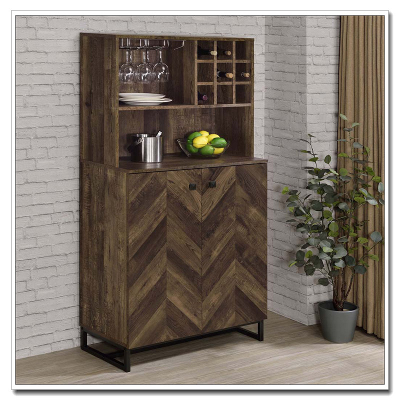Harlie Rustic Oak 2-doors Wine Cabinet