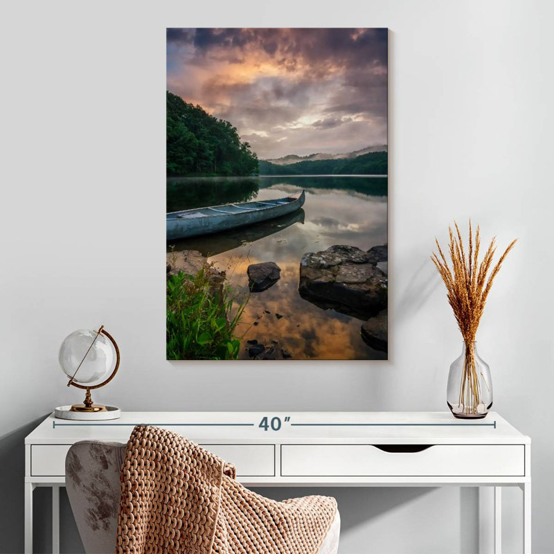Mehar Canoe On Lake, 30" H x 20" W