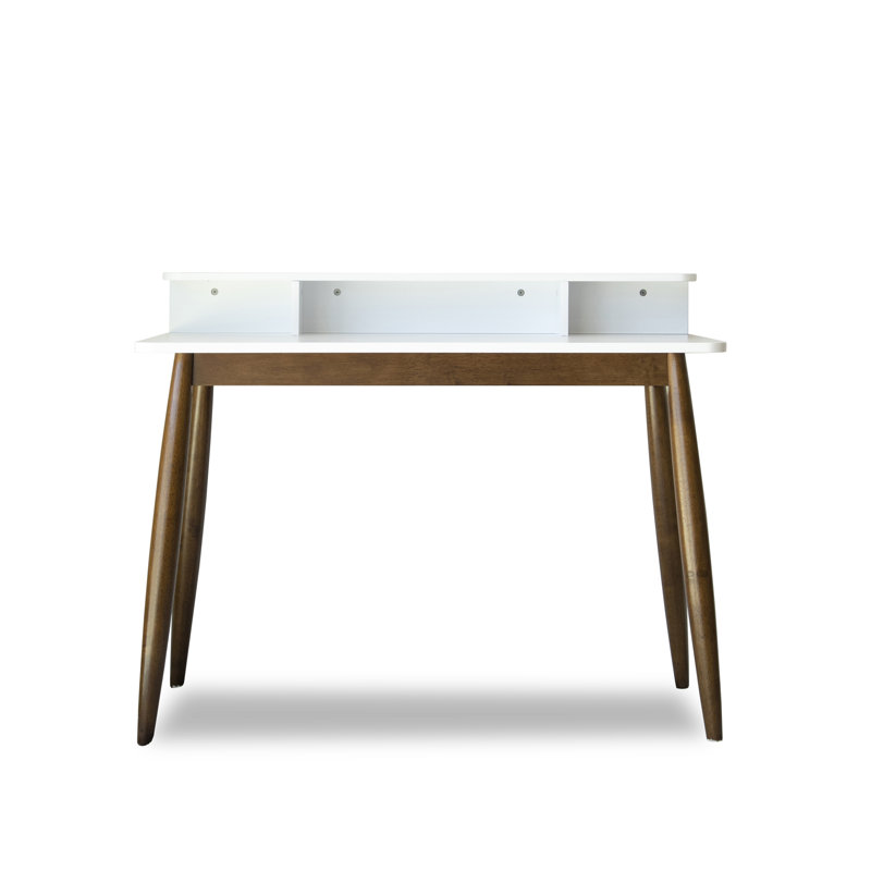Bureau en bois massif Bryhanna, Blanc