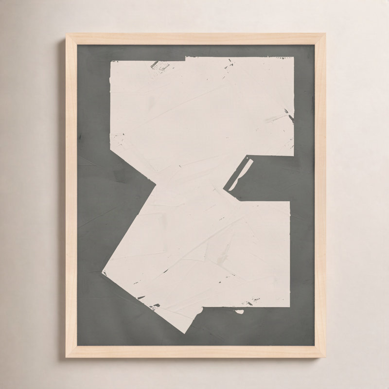 «Equipoise in Greige III» par Ivo Stoyanov - peinture encadrée, H 20 po x l 16 po x P 1,25 po, Crème