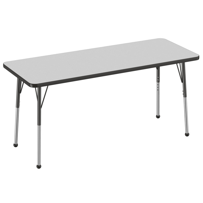 Laminate Adjustable Rectangle 6 Students Activity Table, Black, Grey