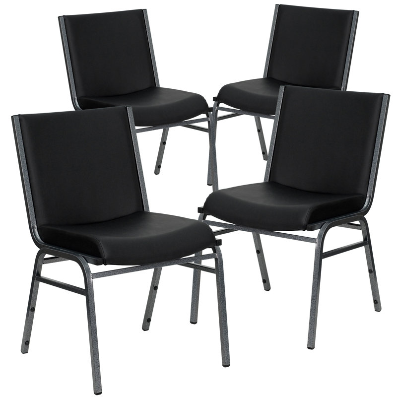 Chaises de hall d'entrée empilables avec dossiers et dossiers rembourrés Gunther, Gris, Noir