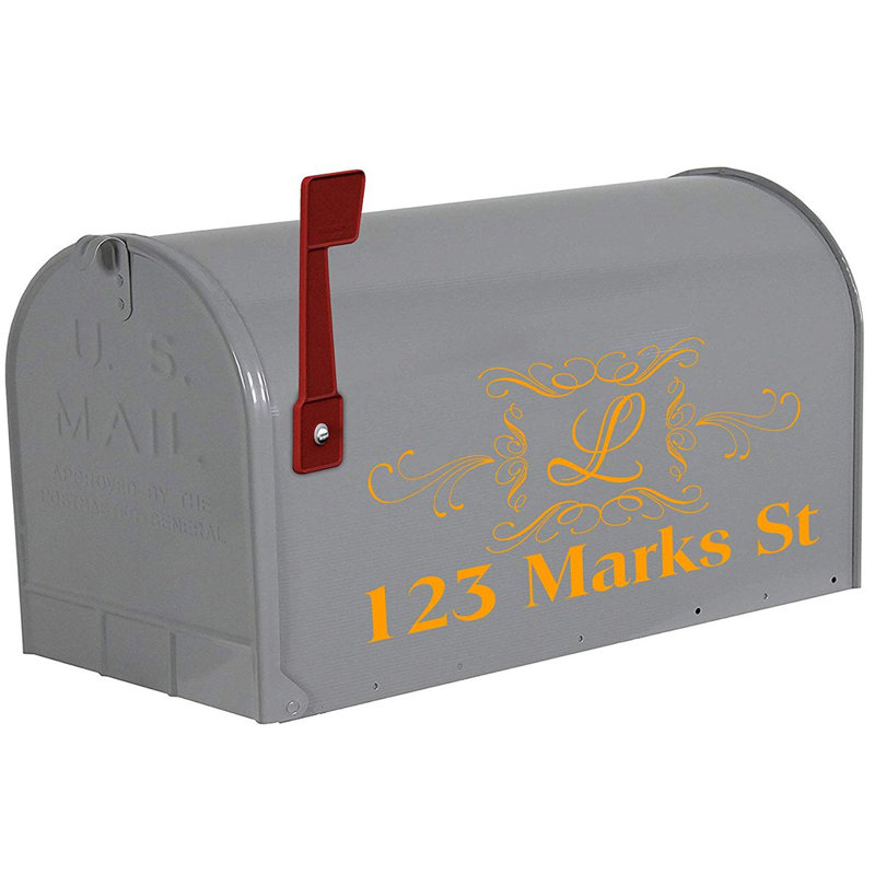 Housse de boîte aux lettres d'adresse monogramme personnalisée, Orange, Oui