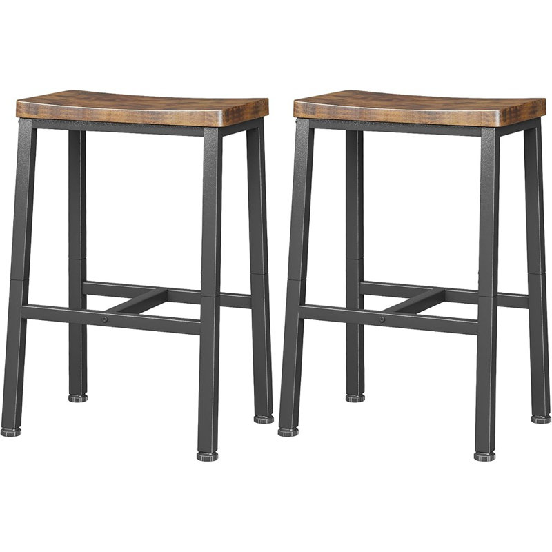 Ensemble de 2 tabourets de bar à hauteur de comptoir de 23,6 po de style industriel avec repose-pieds, sièges de cuisine ou de salle à manger, finition rustique