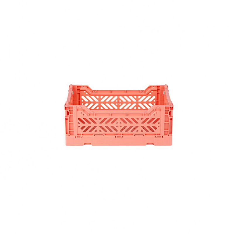 Foldable Plastic Crate, Collapsible Storage Bin to Organize Your Rooms, Collapsible Utility Crate, Salmon Pink