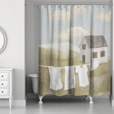 House on Hill Calming Laundry Scene Shower Curtain