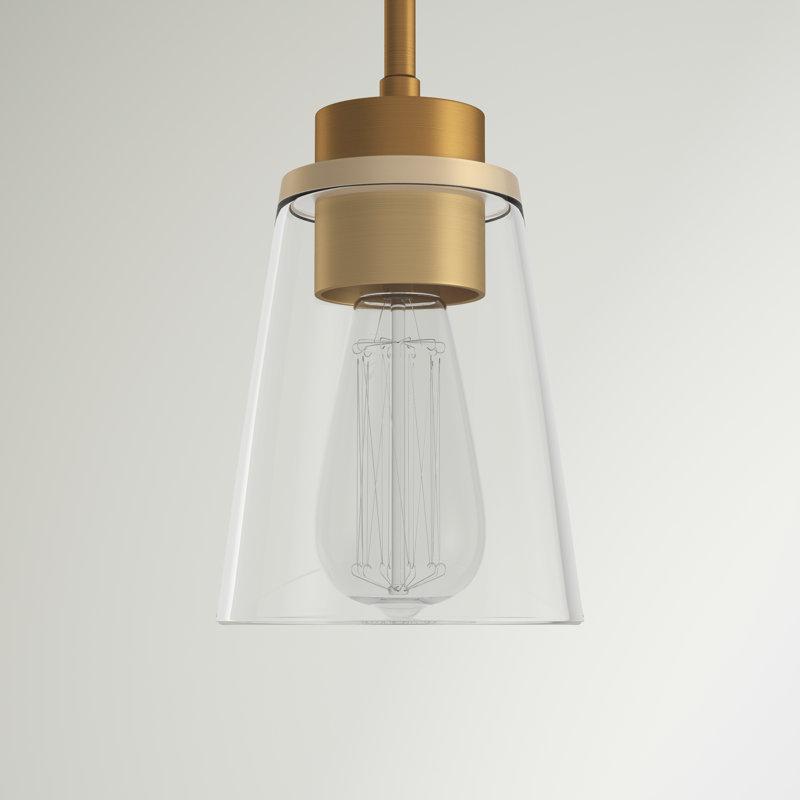 Luminaire suspendu conique à 1 lumière en laiton chaud Macklin, Laiton chaleureux