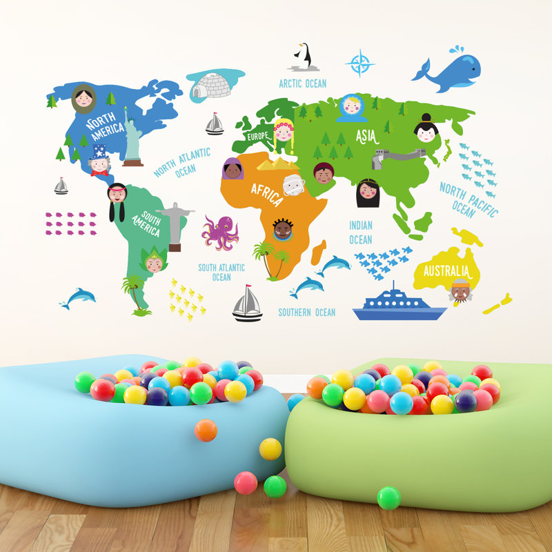 Geography Non-Wall Damaging Wall Decal