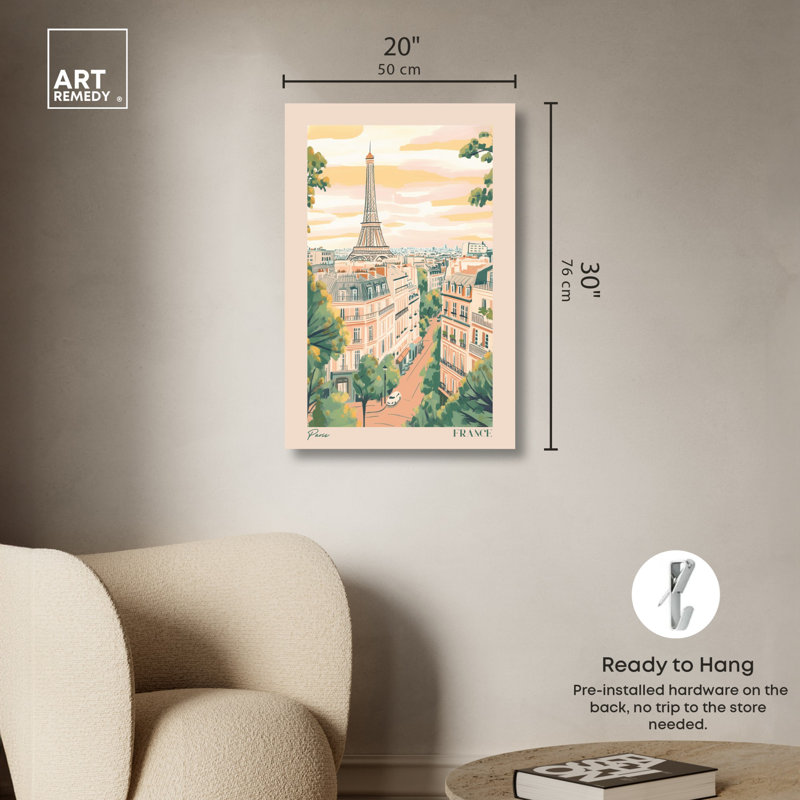 «Soft Spring Paris», toile de voyage par Art Remedy, Toile tendue, H 30 po x l 20 po