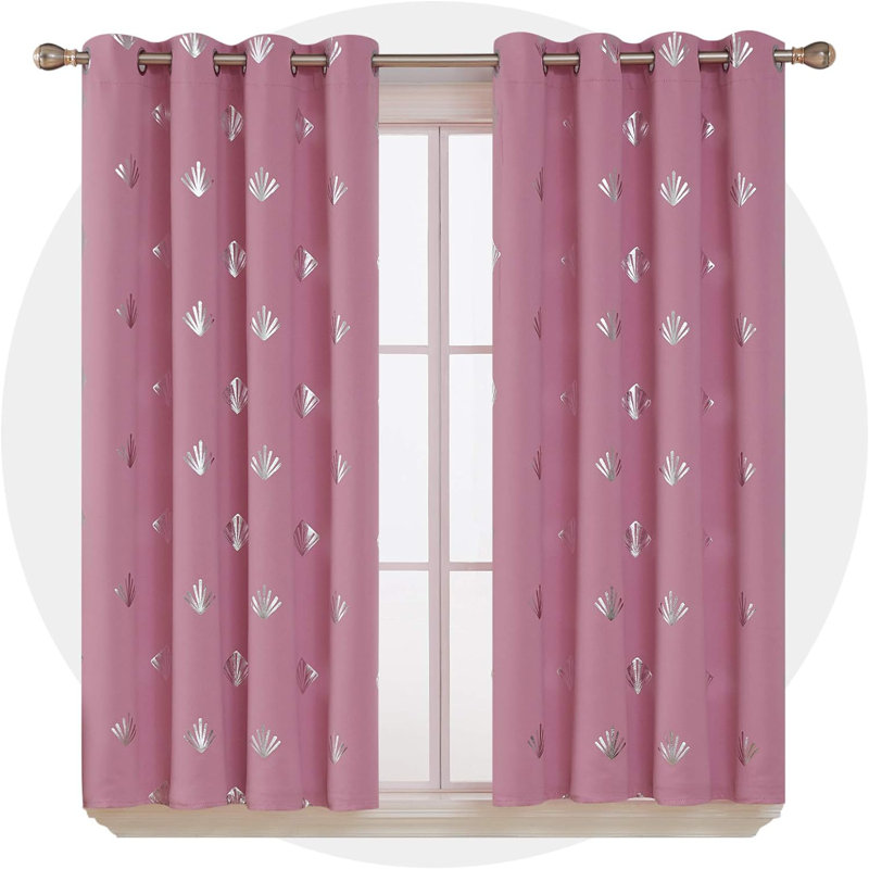 Blackout Curtain Pair, 117cm Wide x 138cm Drop, Dark Pink