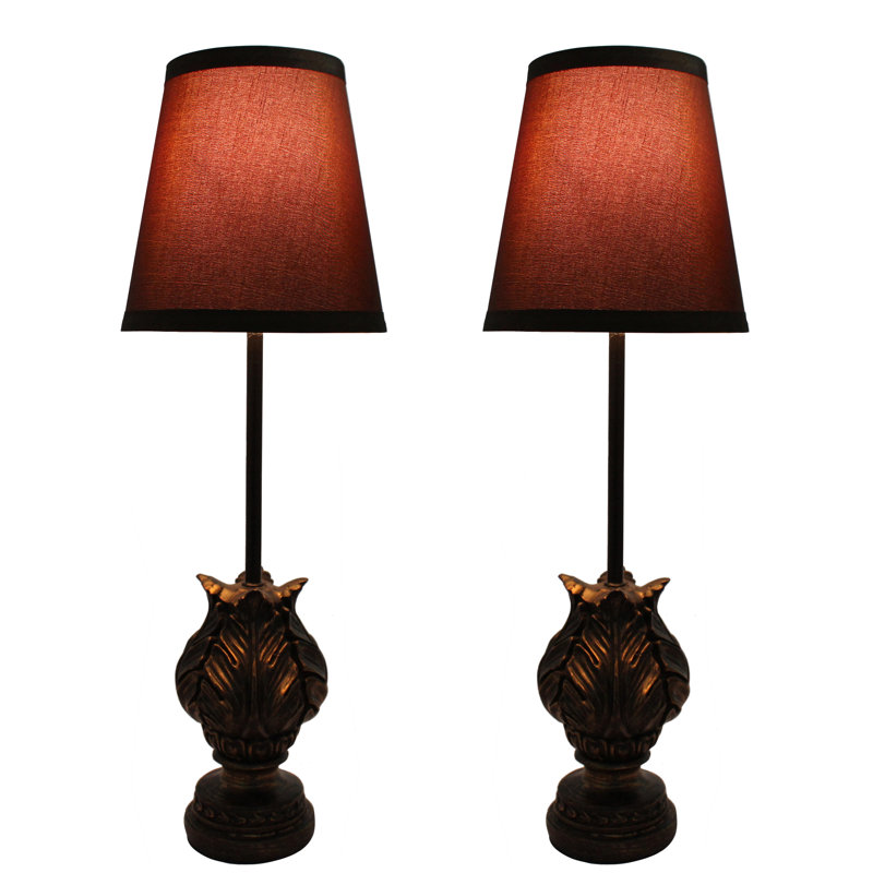 Ensemble de lampe buffet 18 po Shepherd"s, Base or brûlé / abat-jour chocolat