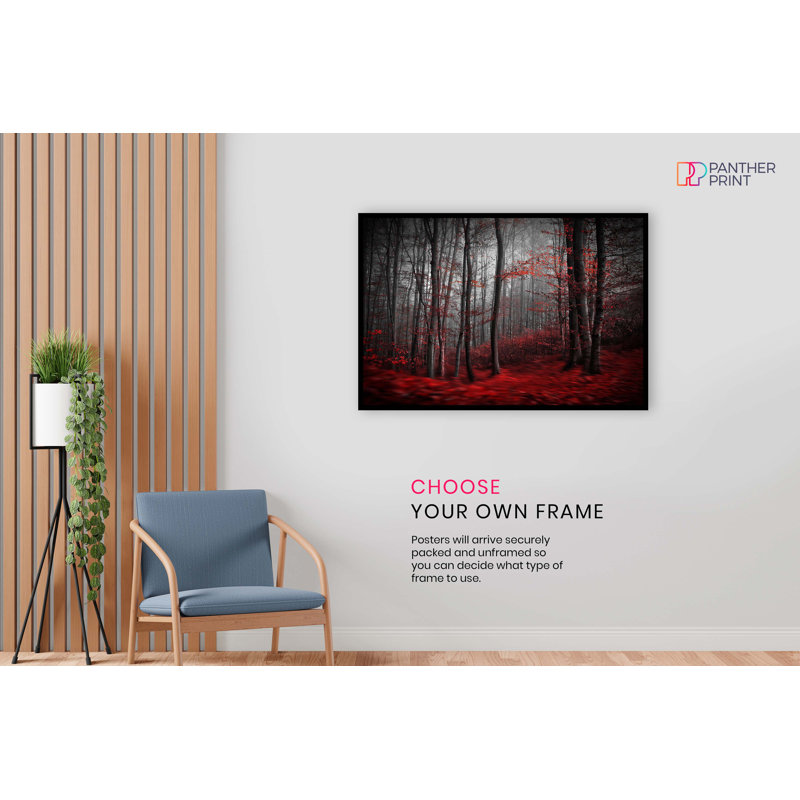 Red Forest Autumn - No Frame Print, 20cm H x 31cm W