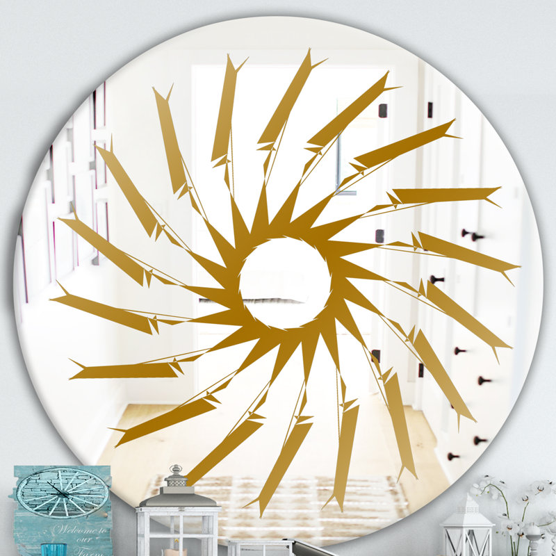 Miroir d'appoint Sunburst I Glam, H 31,5 po x l 31,5 po x P 0,24 po, Or