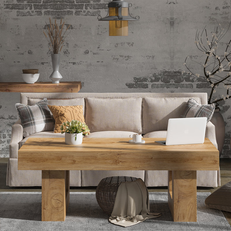 42" Farmhouse Coffee Table, Rustic Coffee Tables For Living Room, Brown, Brown