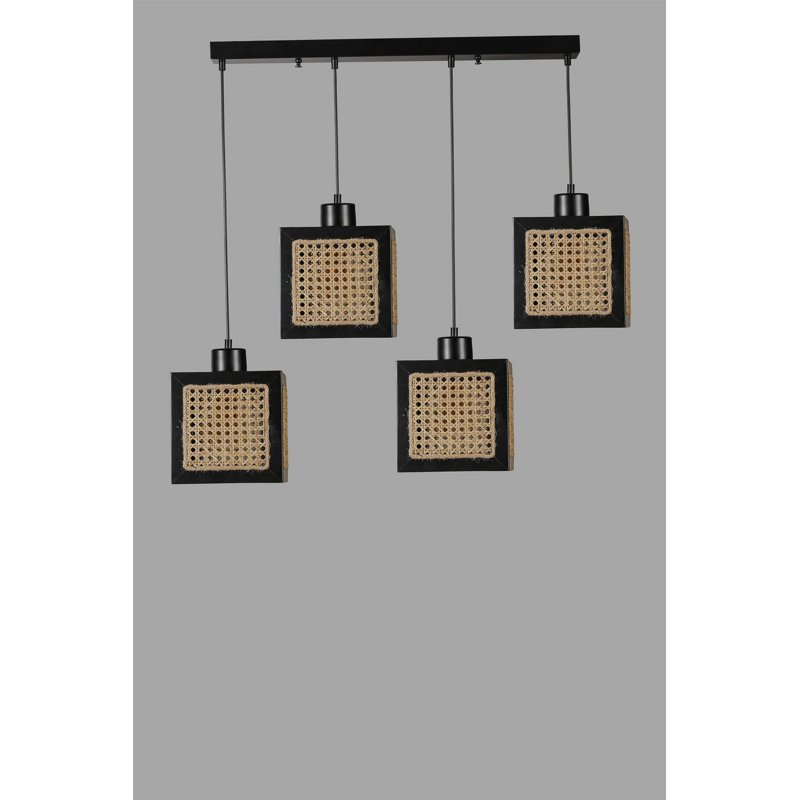 Chandle Chandelier, Rattan/Black
