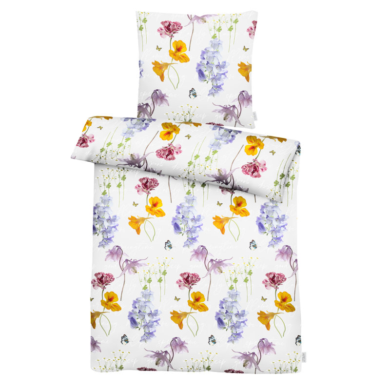 Hylan Purple/Yellow Satin Duvet Cover Set, 135cm x 200cm