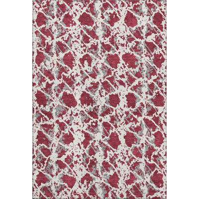 Premium Machine Washable Prisco Burgundy Rug