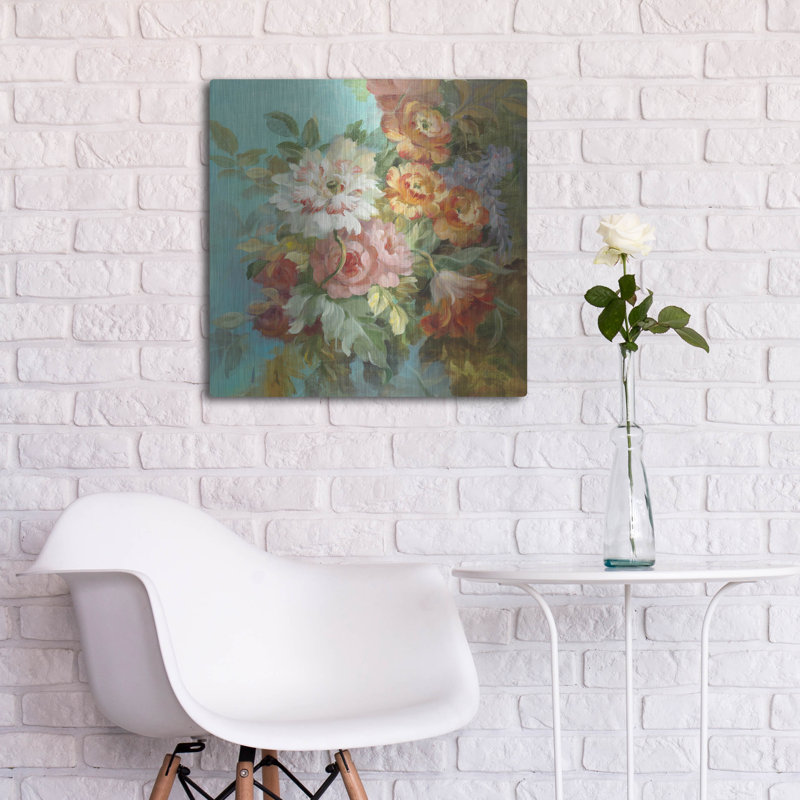 Art mural en métal luxueux «Seaside Garden 1» par Danhui Nai, H 24 po x l 24 po