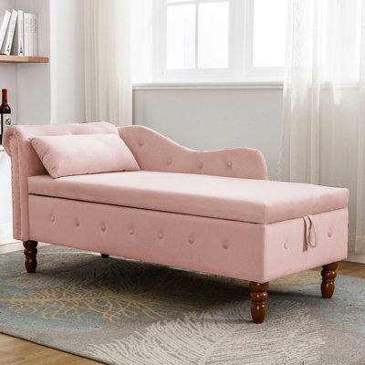 Chaise de chambre à coucher rose - Matériaux avec compartiment de rangement aspect luxueux