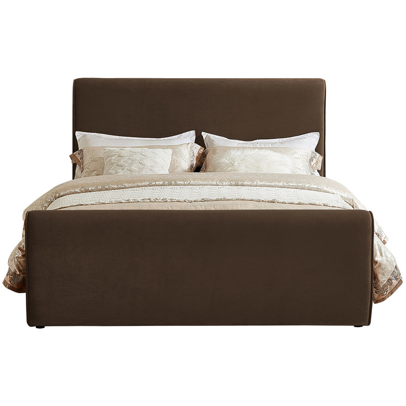 Sloan Sadete Upholstered Platform Bed, King, Brown Velvet