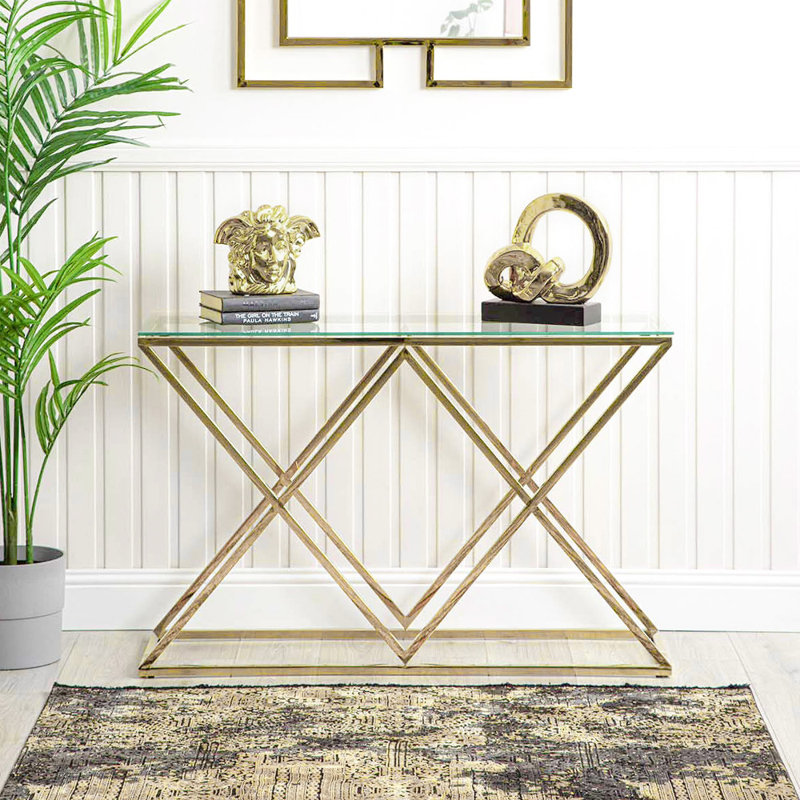 Console Table for Hallway Living Room Furniture, 120cm Slim Entryway Table, Gold