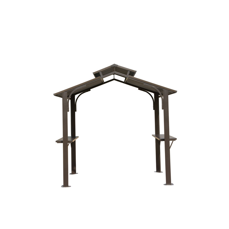 8×5FT Hardtop Grill Gazebo, Brown