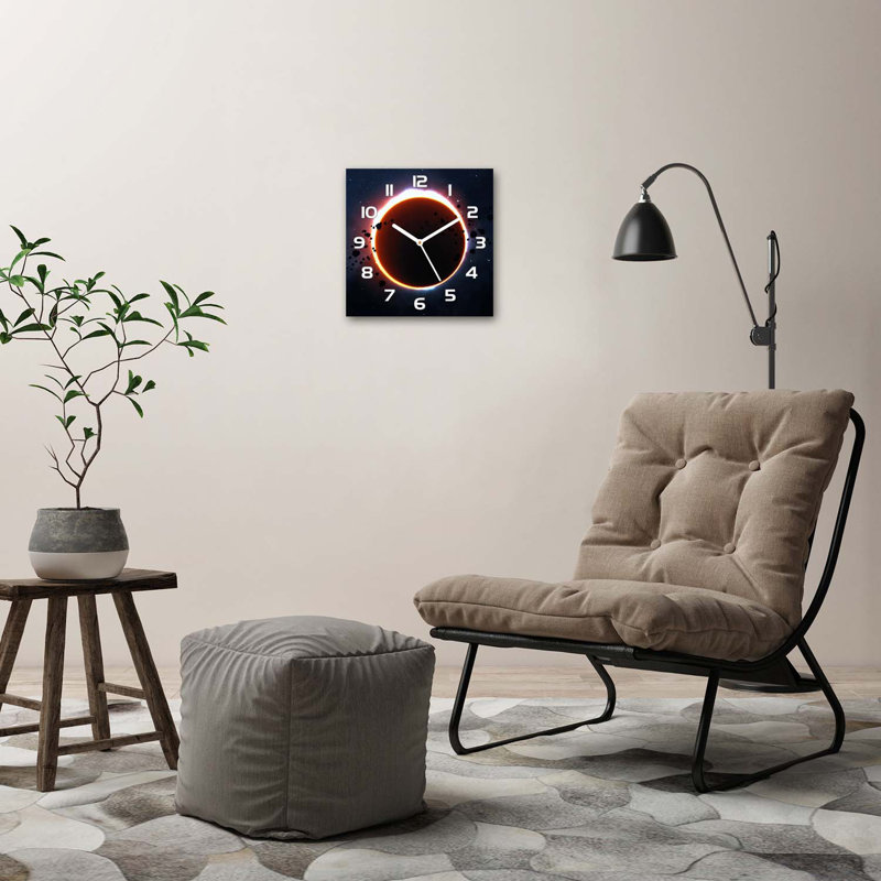 Henreitta Glass Wall Clock, White/Dark Navy/Orange