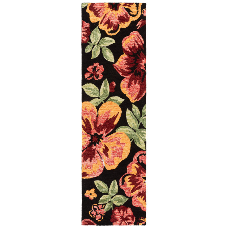 Laine touffetée à la main Jardin; Tapis d'intérieur floral en coton, Tapis de couloir 2 pi 3 po x 8 pi