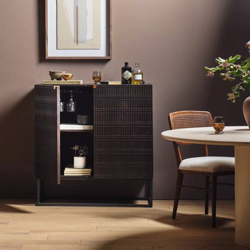 Taro 40'' Solid Wood Bar Cabinet, Vintage Brown