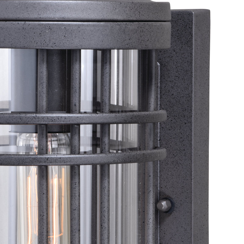 Benites 10.75 in. H 1-Light Vintage Black Dusk to Dawn Sensor Outdoor Wall Sconce, Durable Steel, Clear Glass Shade, LED Compatible for Exterior Porch Patio Front Door or Garage