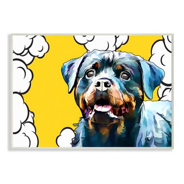 Stupell Industries Peaceful Rottweiler Dog Over Pop Art Clouds Designed by Kim Curinga, Size: 16 x 20