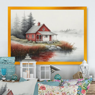 Cottage par le lac - reproduction sur toile