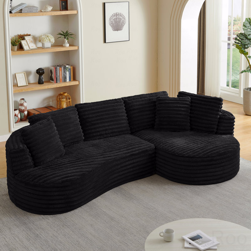 Sleeper, Modern  Curved L-Shape Luxury Basic Sectional Sofa Oversized Sofa: Minimalist Design, Comfy  Couch