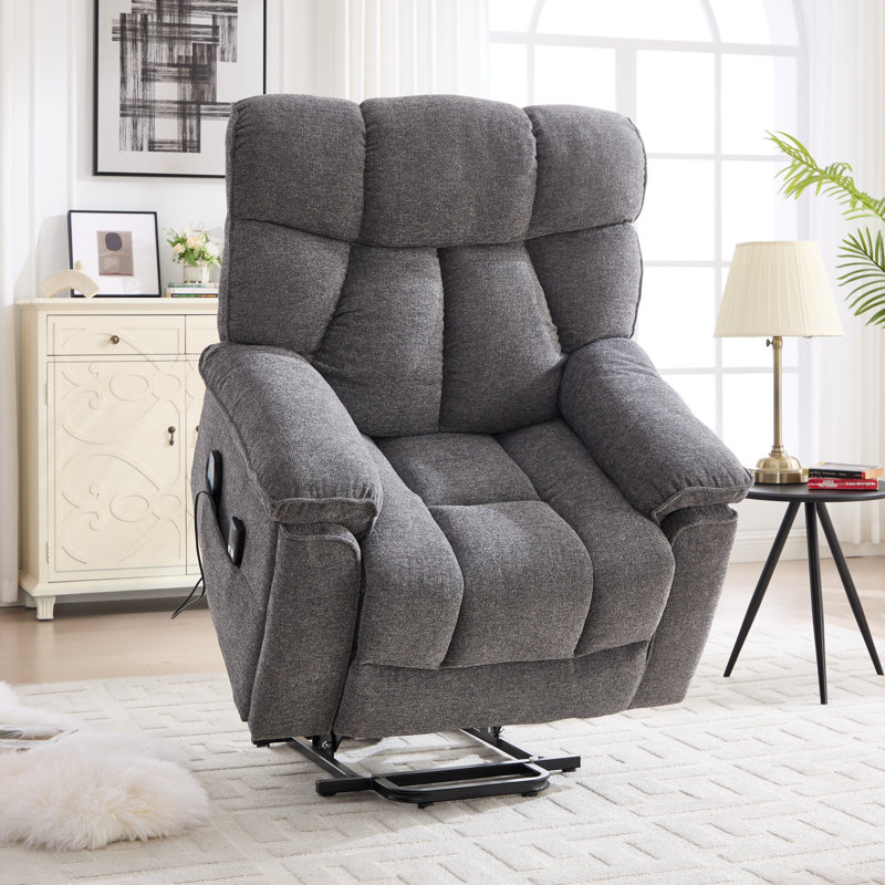 39.76" Wide Power Lift Assist Heated Massage Recliner with Dual Hidden Cup Holders, Two Remote Controls & Microfiber Upholstery