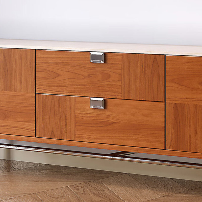 Meuble télé créatif et simple, 21.65"H x 86.61"L x 14.96"W, Brun