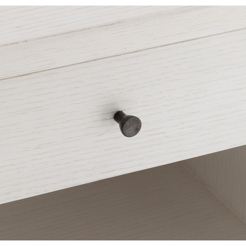 Arnette White Solid Wood Rectangular End Table with Storage