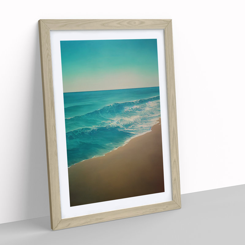 Calming Beach - Single Picture Frame Print, Oak, 34cm H x 25cm W x 2cm D