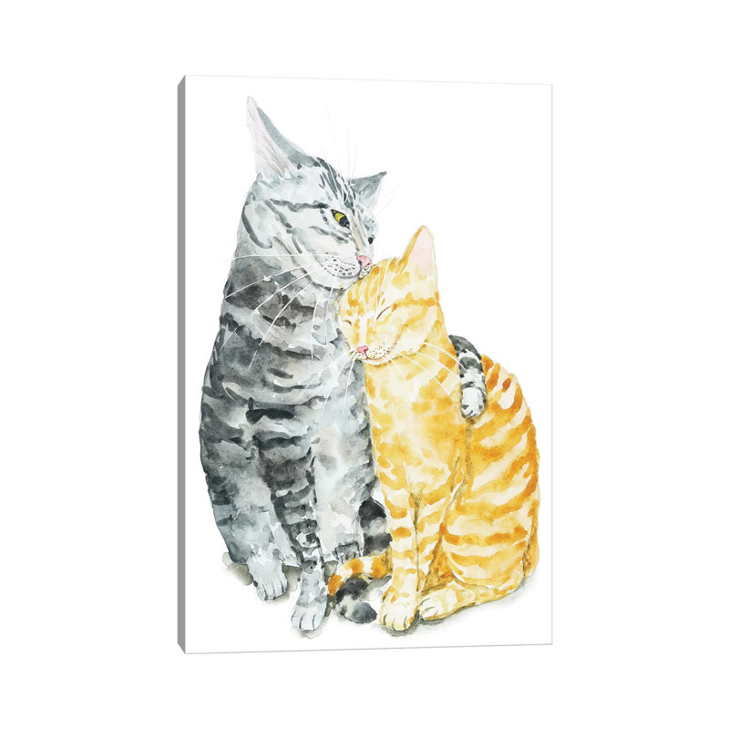 Cat Couple by Alexey Dmitrievich Shmyrov - Wrapped Canvas Gallery-Wrapped Canvas Giclée, 66.04 cm H x 45.72 cm W x 1.91 cm D