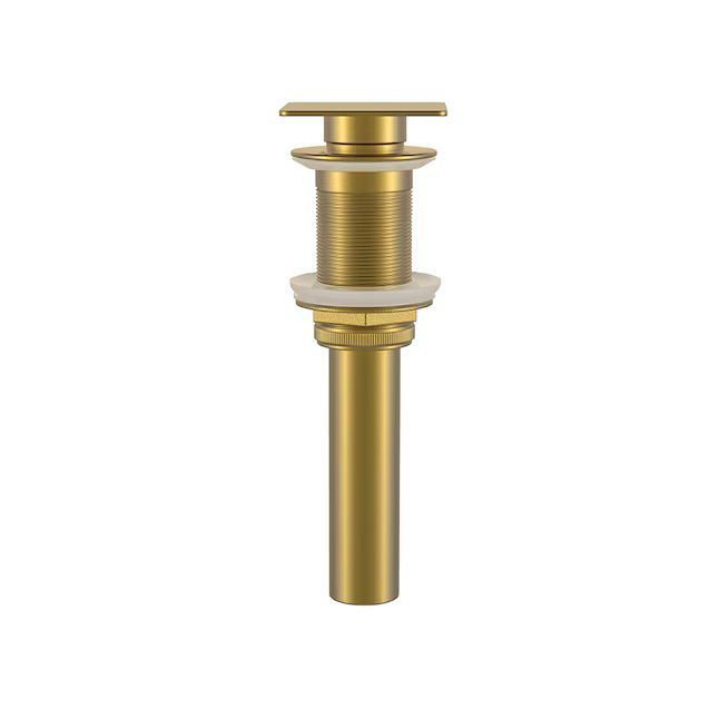 DAX Square Brass Vanity Sink Pop-up Drain, No, Brushed Gold